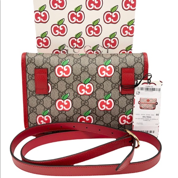 Gucci New With Box Limited Edition Apple GG Supreme Fanny Pack Waist Belt Bag - Picture 5 of 14